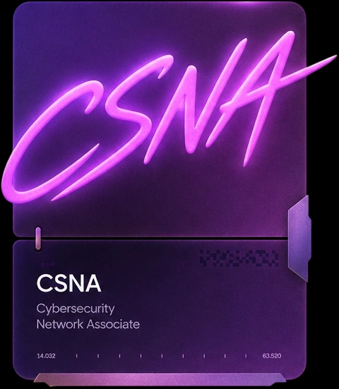 CSNA certification card with magenta glow
