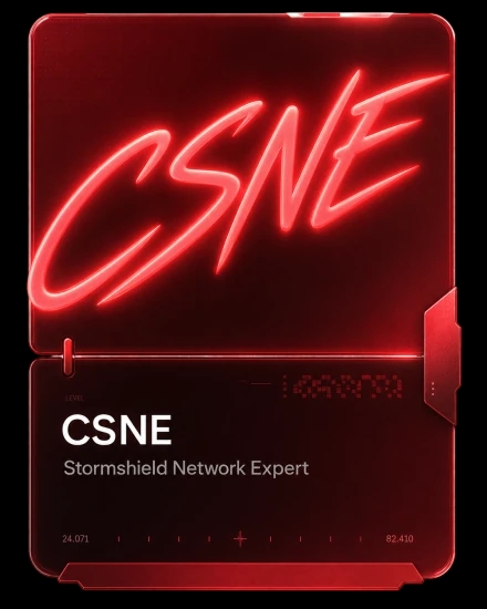 CSNE certification card with magenta glow